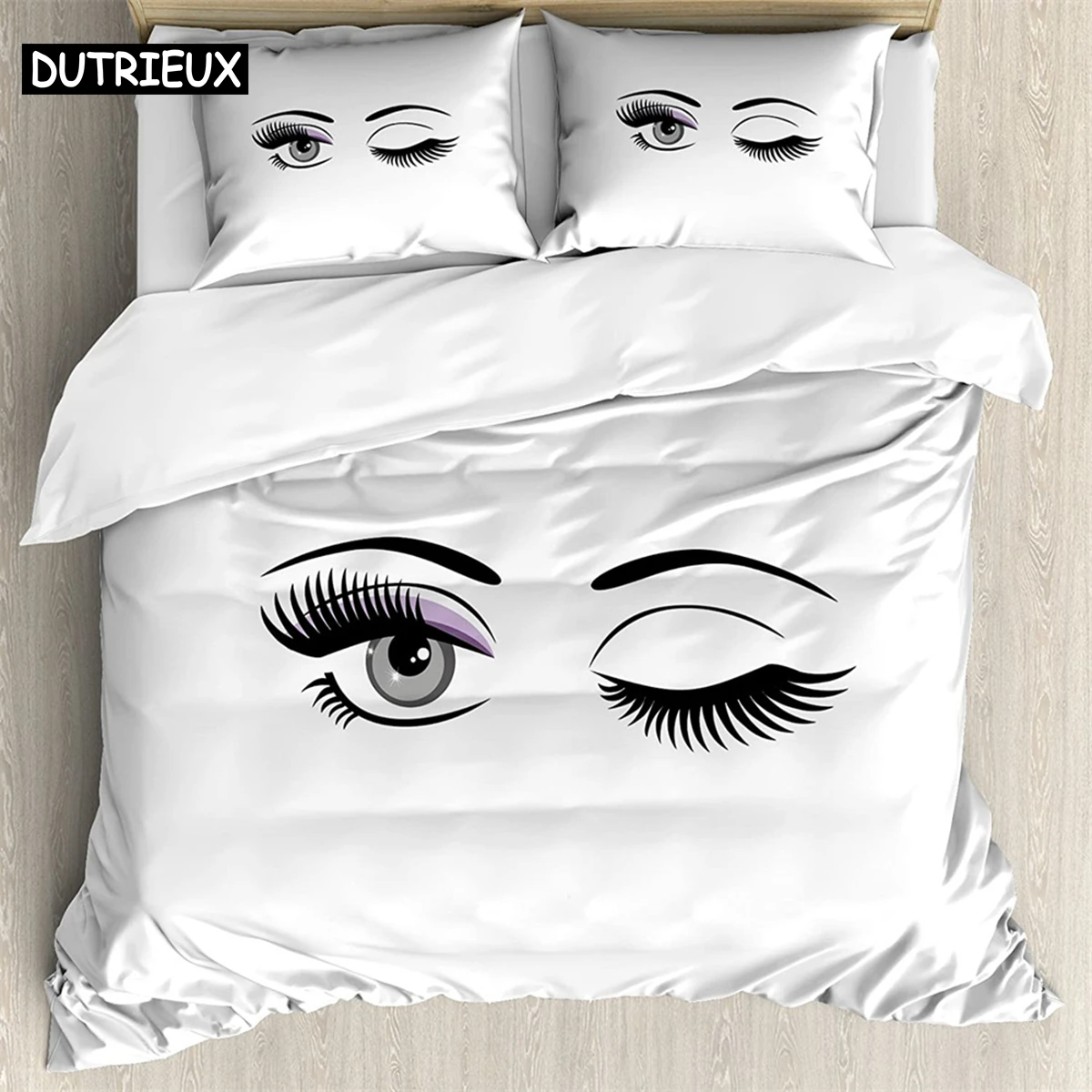 

Open one eye close one eye3Pcs Bedding Sets 3D Digital Printing Custom Quilt Duvet Cover Set Home Queen King Quilt Pillowcase