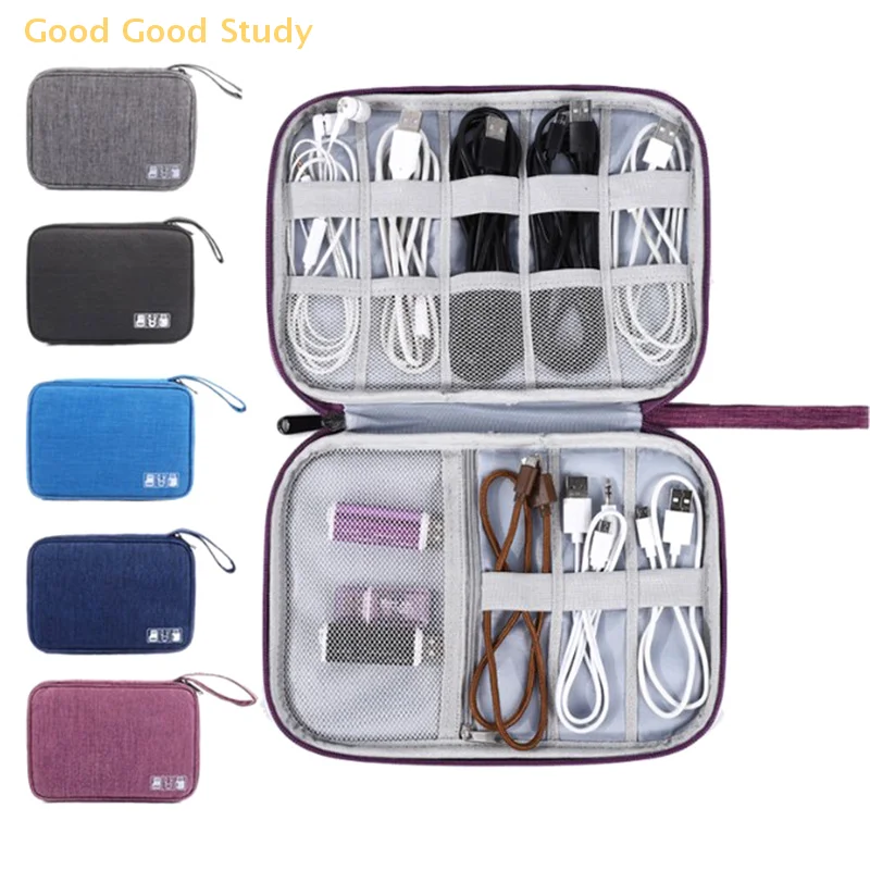 Portable Travel Cable Bag Waterproof USB Storage Bag Phone Cable Organizer Earphone Carrying Case Pouch Cable Protector