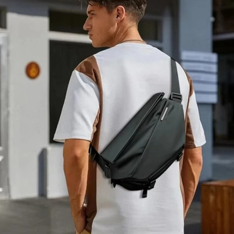 Men Sling Bag Waterproof Motorcycle Chest Bag Fashion Casual Crossbody Shoulder Bag for Travel Work Phone Accessories Storage