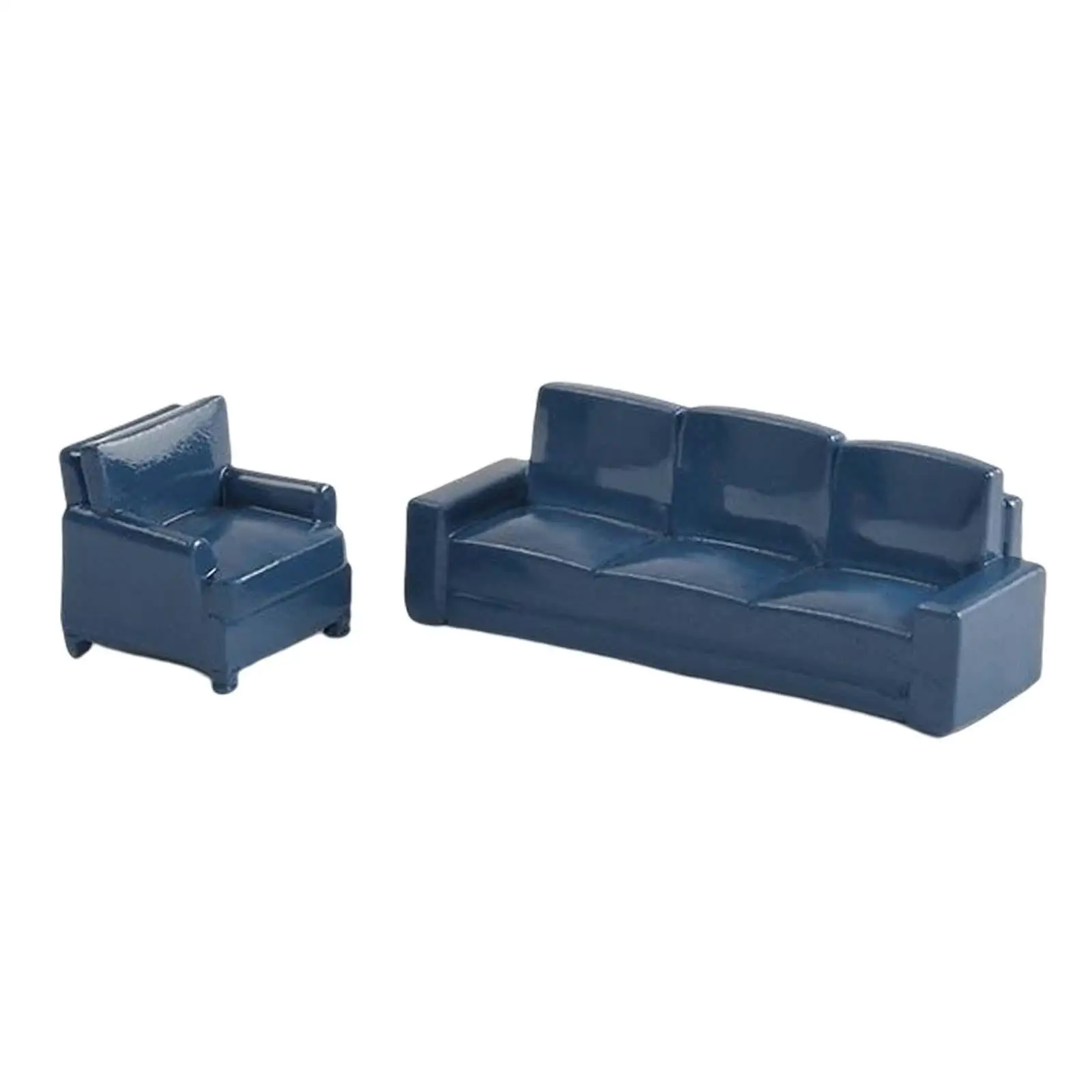 Sofá para casa de muñecas, muebles de resina para adorno de casa de muñecas, 2 uds., 1/64