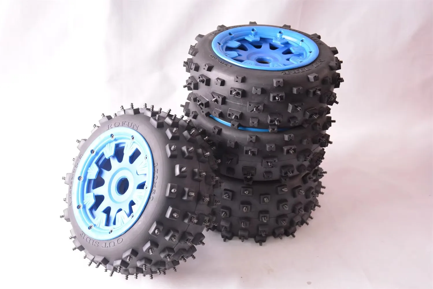 Nylon Material High Strength Strong Grip High Wear Resistance Iron Nail Wheel Assembly For 1/5 HPI ROFUN BAJA 5B 170*60mm