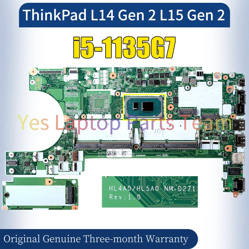 HL4A0 HL5A0 NM-D271 For LEN0V0 ThinkPad L14 Gen 2 L15 Gen Laptop Mainboard SRK04 i5-1135G7 Notebook Motherboard