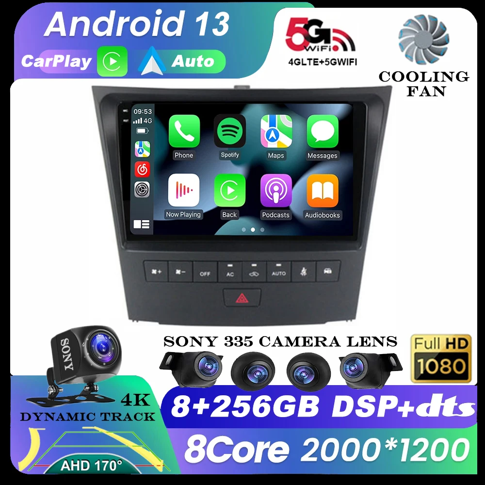 Android 13 For Lexus GS300 S190 GS350 GS400 GS430 GS450h GS460 GS 300 III 3 350 2004 - 2011 Carplay Auto Car Radio Multimedia BT