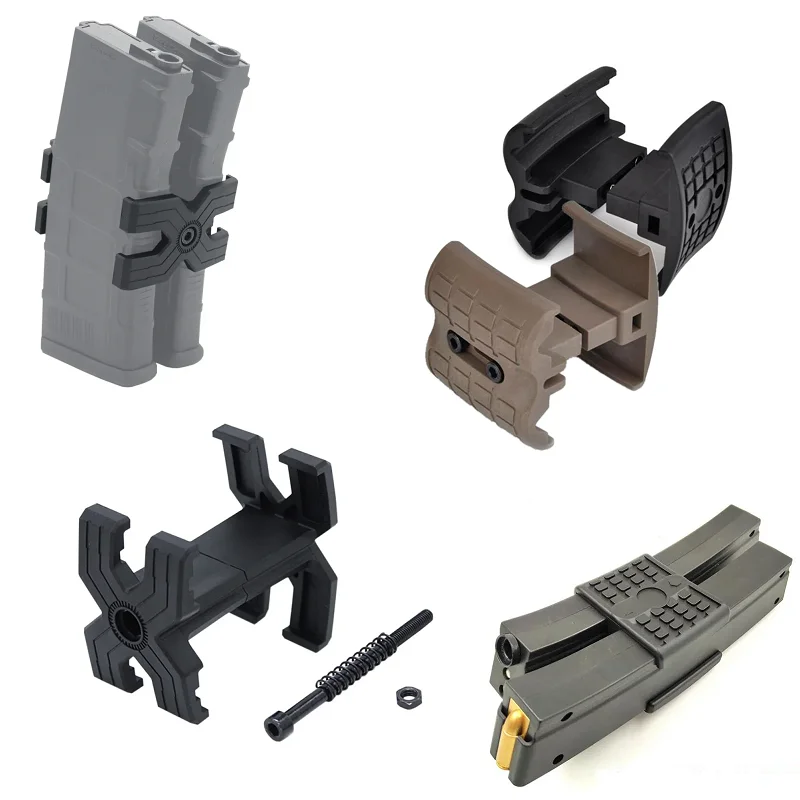 Mag Braçadeira de Conector Paralelo, Tático Dual Magazine Acoplador Clip, Mag Carregador, Acessório Toy, 5.56, M4, AR15