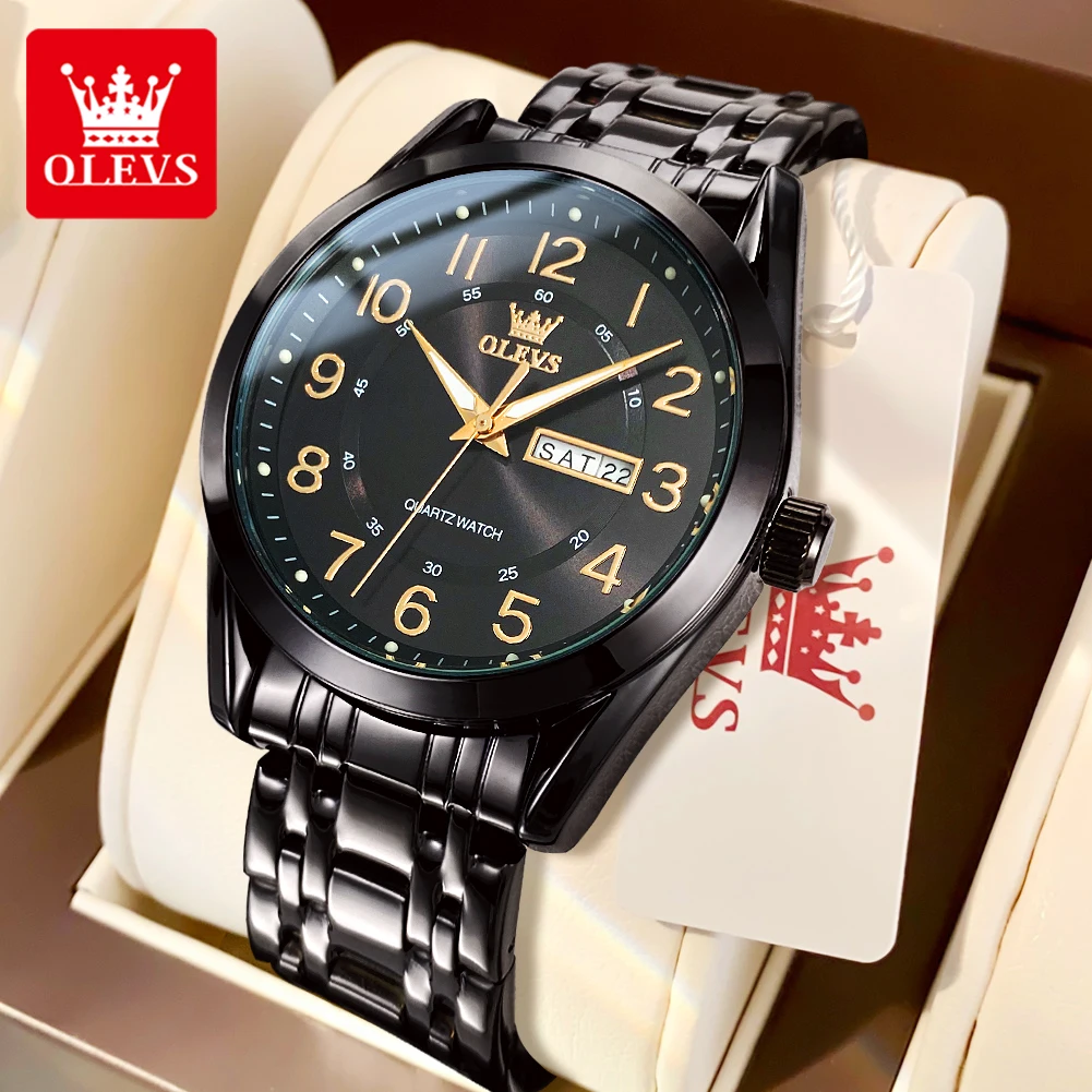 OLEVS 3666 Original Quartz Movement Watch For Men Women Week Date Calendar Window Luminous Function 30m Waterproof Watch