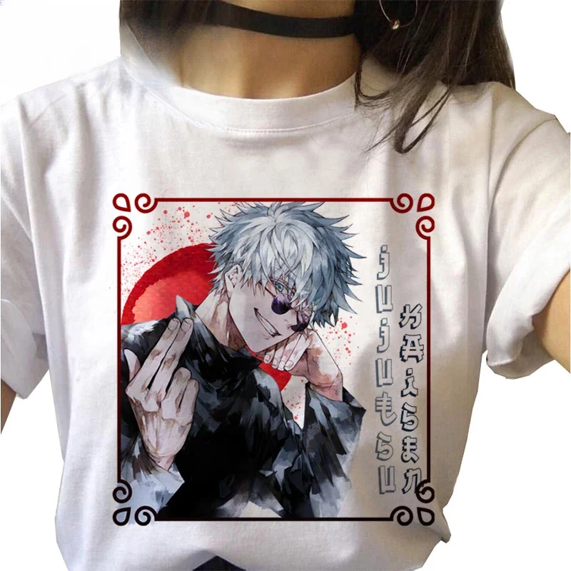 Women Jujutsu Kaisen Cotton T-shirt Japanese Anime Grunge Tshirt Gojo Satoru Yuji Itadori Hot Summer Streetwear Clothing T-Shirt