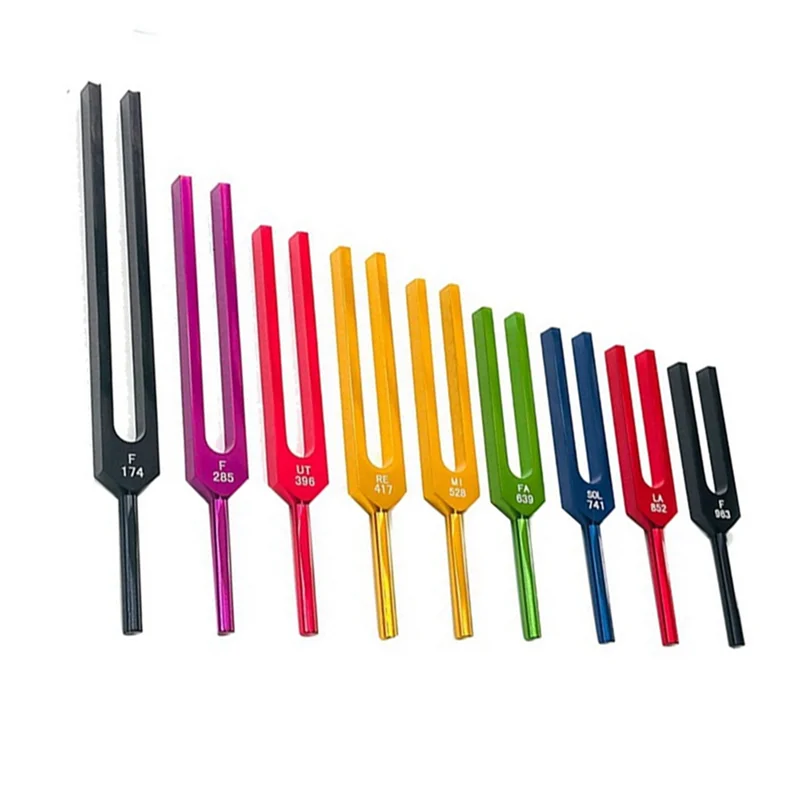 9Pcs Colorful Solfeggio Aluminum Alloy Tuning Forks, Therapy Tuning Forks, Speech Therapy HOT