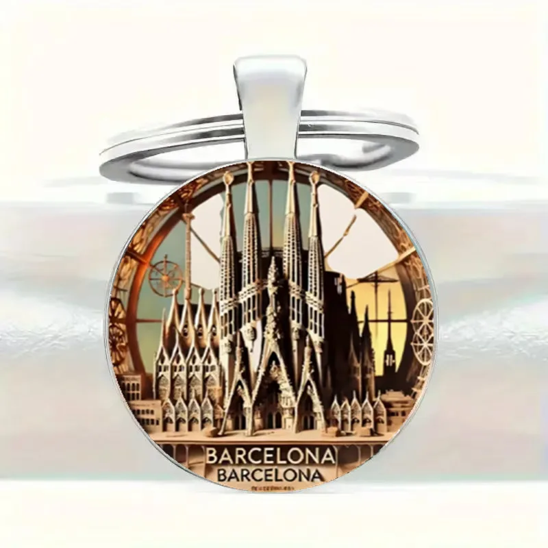 keychain barcelona Perfect Gift for Mini City Landscape Travel, Birthdays, anniversaries, and Festivals