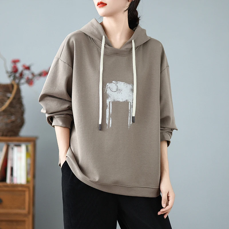 Mole F de Manga Longa com Caimento Solto, Estilo Casual para Primavera e Outono, Novo Estilo Versátil