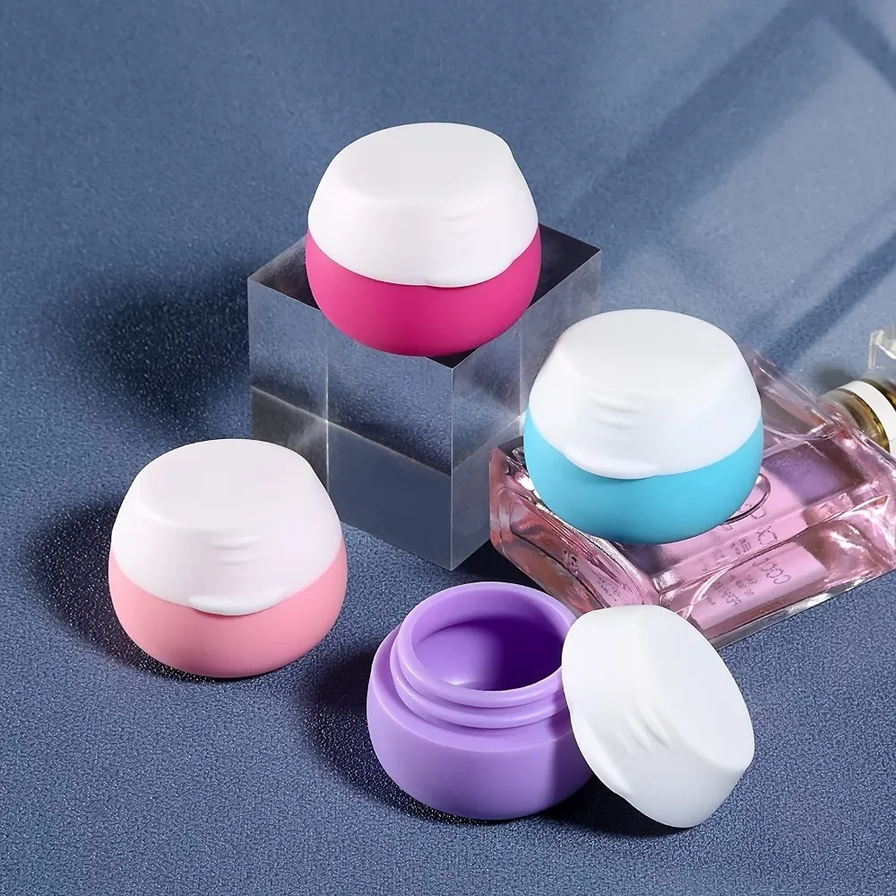 

4PCS 20ML Travel Silicone Leak-proof Cream Jars Reusable Cosmetic Containers Portable Dispensers Perfect for Lotion Emulsions