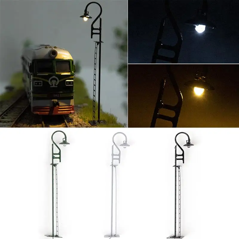 1:87 HO Scale LED Street Light Model Train Railroad Station Yard Lamp Path Post Light for Model Railway Layout