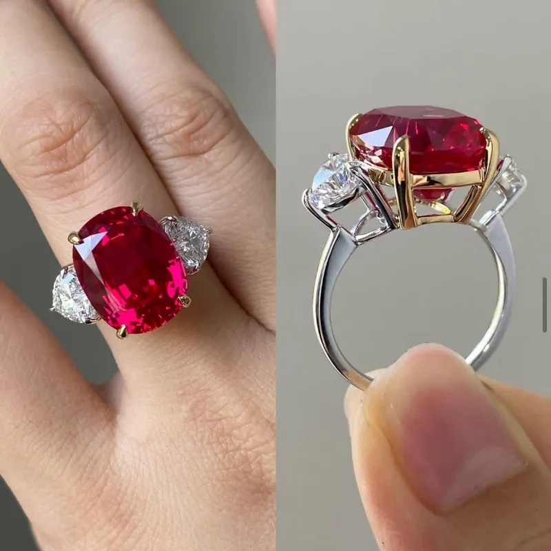European and American new fashion two-color electroplated large carat zircon inlaid luxury versatile women's ring