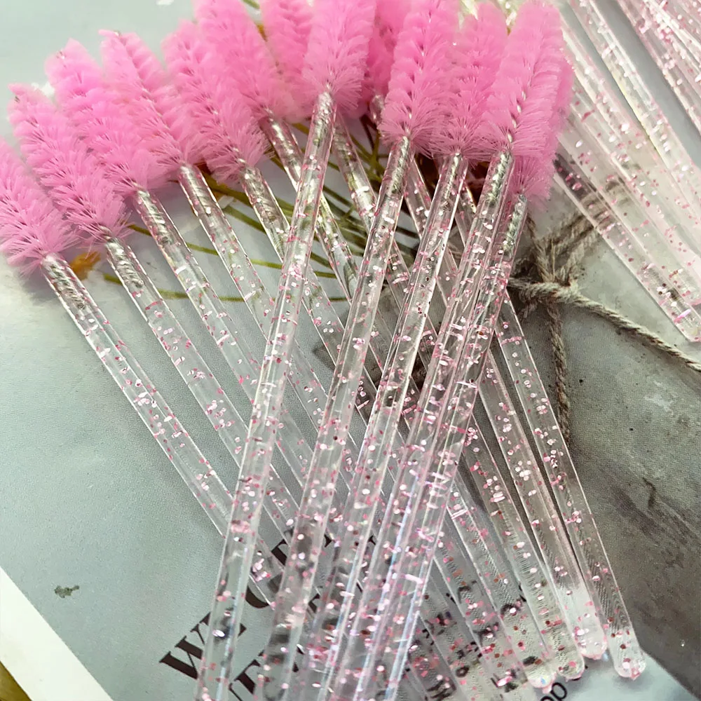 500 pezzi pennello per trucco ciglia in cristallo manico diamantato bacchette per mascara strumento per estensione ciglia bacchette spoolie usa e getta per mascara,