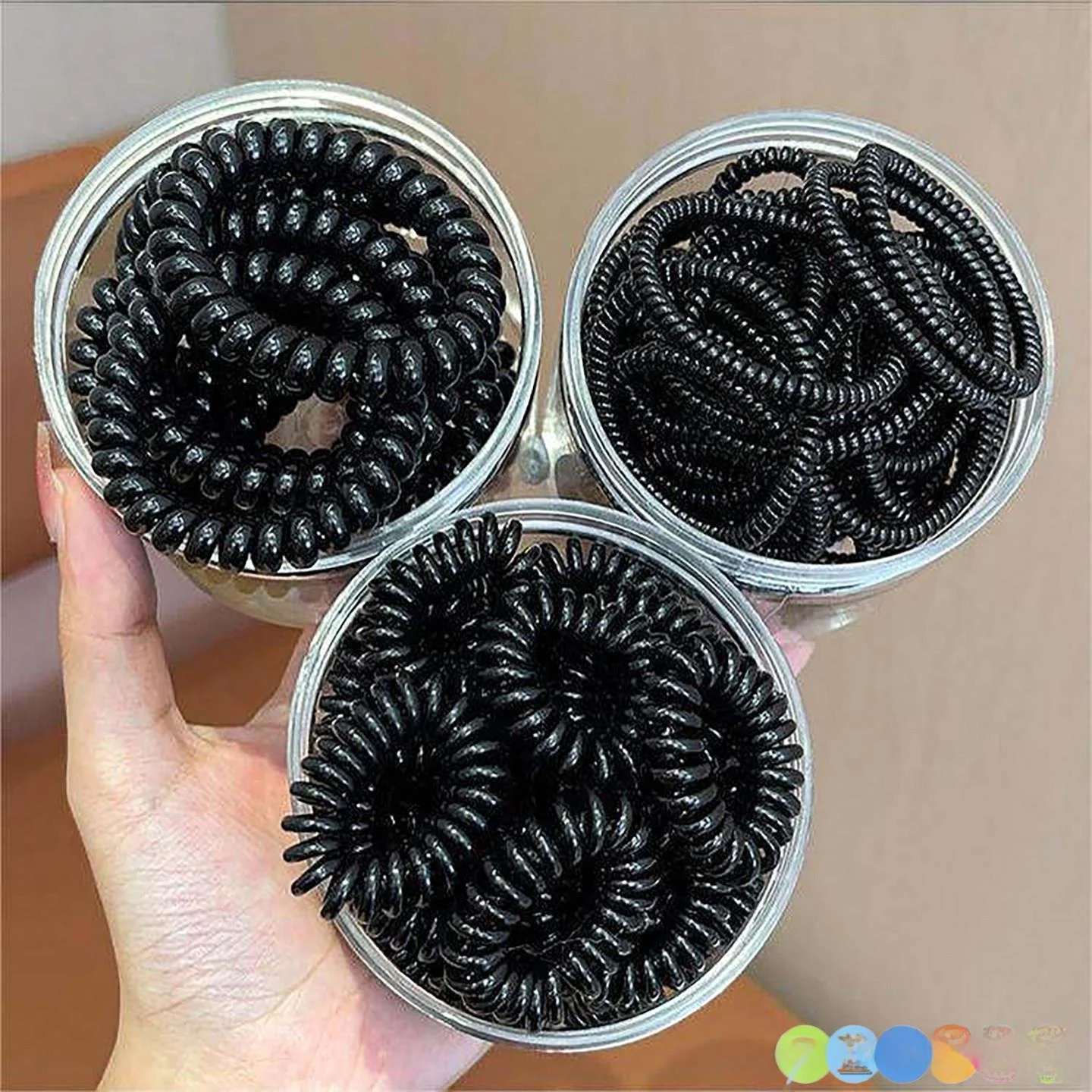 

Black Seamless Hair Ties Telephone Line Elastic Band Simple Hair Accessories for Women High Elasticity Non-Traceable Hair Bands