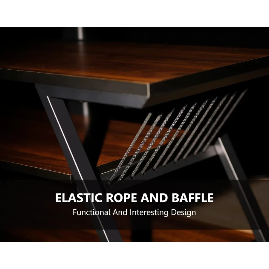 Drewniany stojak pod telewizor z mocowaniem do telewizorów 32-65 cali, centrum rozrywki z regulacją wysokości i zintegrowanym systemem zarządzania kablami S