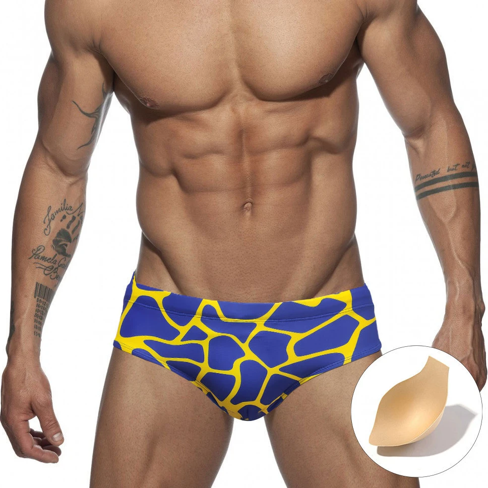 Men's Swimwear Bikini Swim Briefs Sexy Pouch Pad Push Up Swimsuit Man Swimming Trunk Low Waist Beach Surf Bath Sport Short Wear