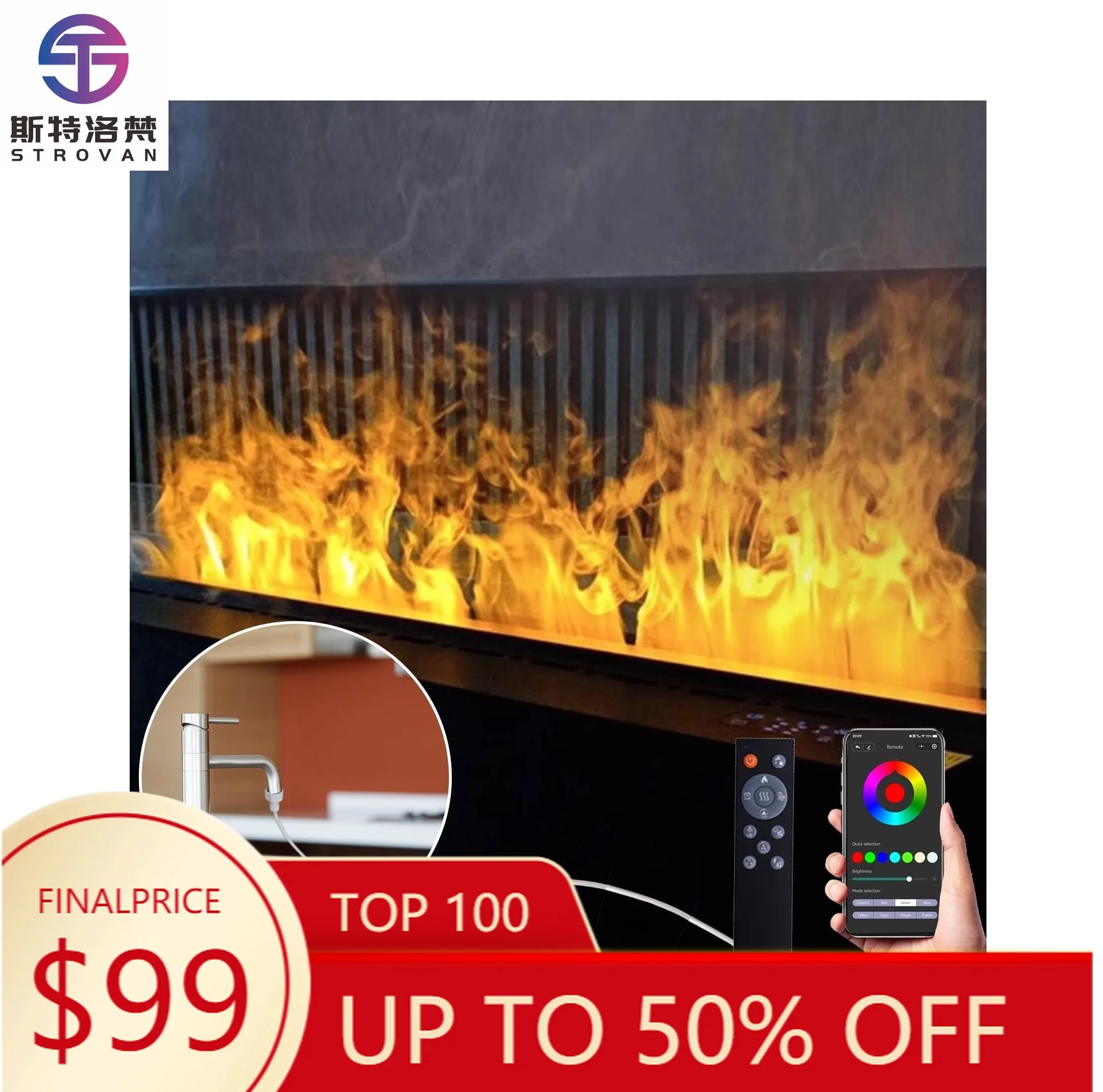 

ZXHK 1500MM Remote Control 3D Fireplace Qijiang Simulation Flame Water Vapor Atomizing 3D Fireplace Recessed Electric Fireplace