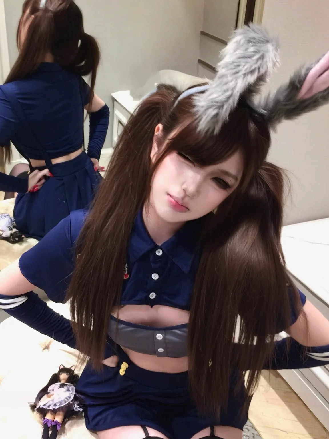 

Костюм полицейской-кролика Джуди: Набор для ролевых игр в стиле «Чистое желание», женское модное платье на Хэллоуин