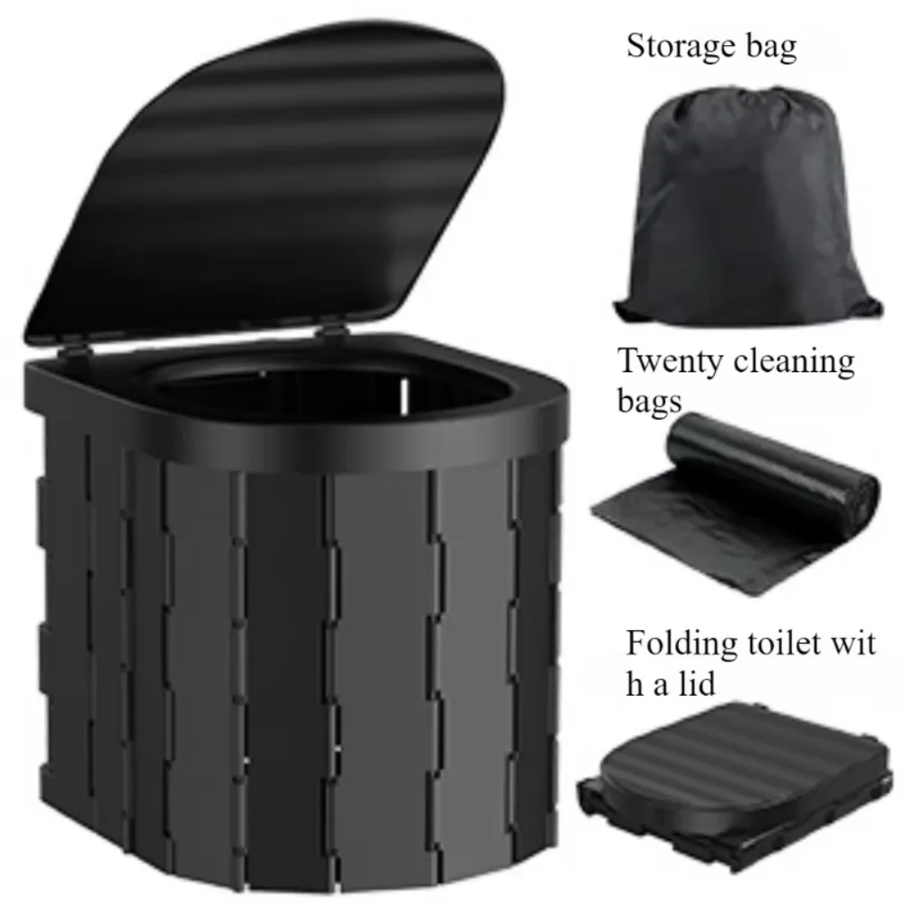 

One-piece Design Folding Toilet Flip-top Lid Vehicle-mounted Toilet Heavy Duty Use Garbage Bags Camping Toilet Outdoor Camping
