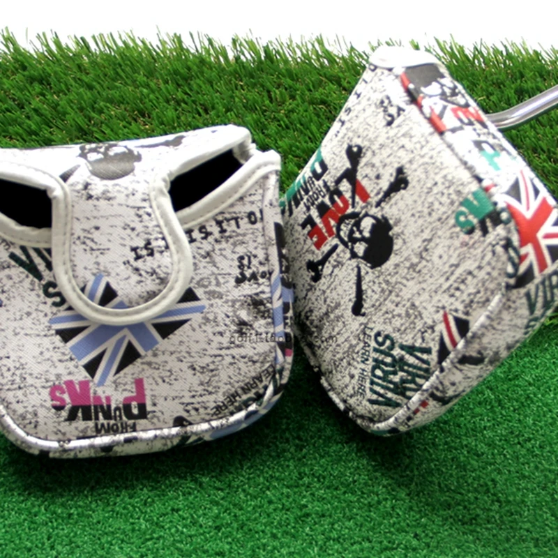 Fechamento magnético Golf Putter Cover, Graffiti Lychee Pattern, PU impermeável, Praça Putter Head Cover, 2 cores