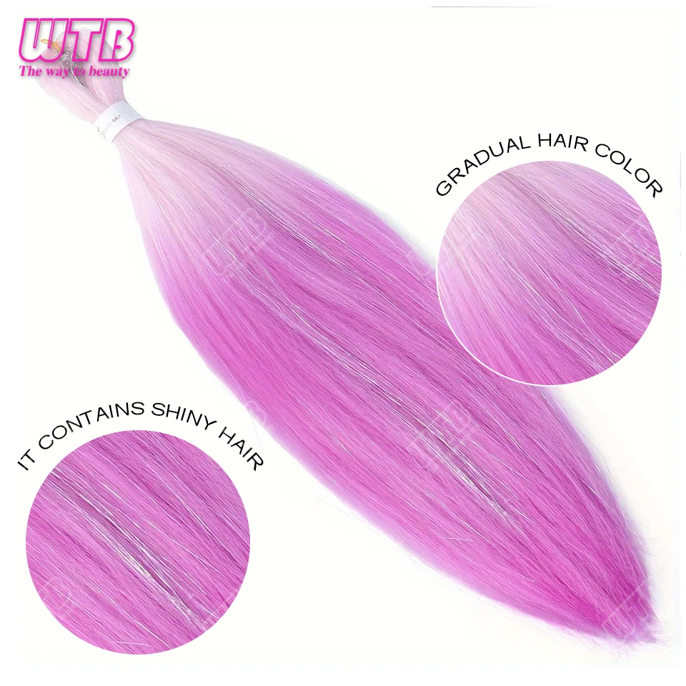 26 بوصة الاصطناعية أومبير قوس قزح مختلط الألوان طويل مستقيم صندوق جامبو الضفائر هيربيسي الكروشيه الشعر للنساء #5