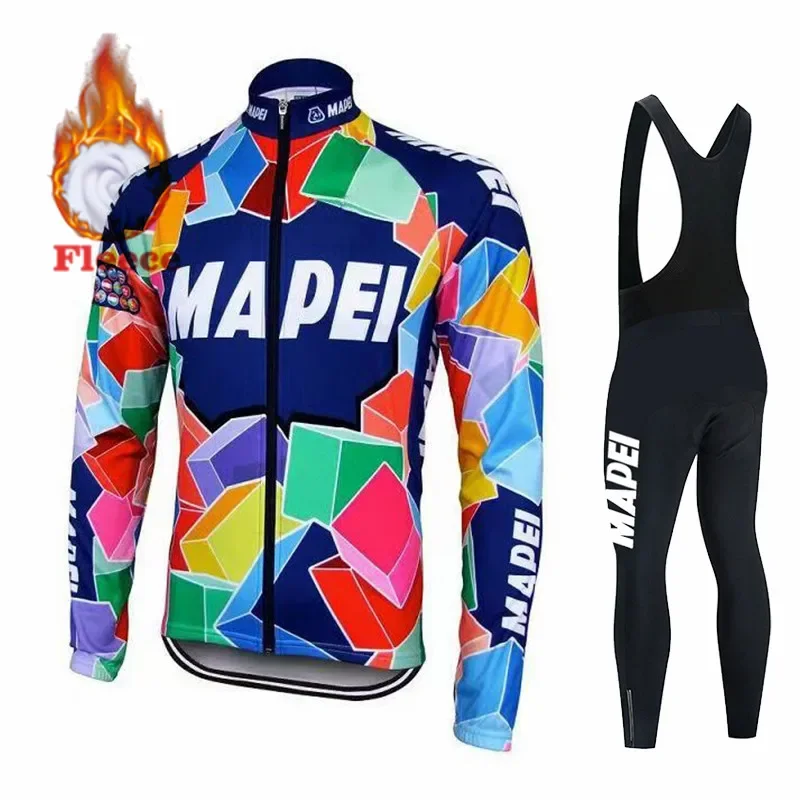 2023 New Mapeful-Men's Cycling Team Jersey, Winter Jacket, Jersey & Trousers, Thermal Wool Clothing, Road Bike