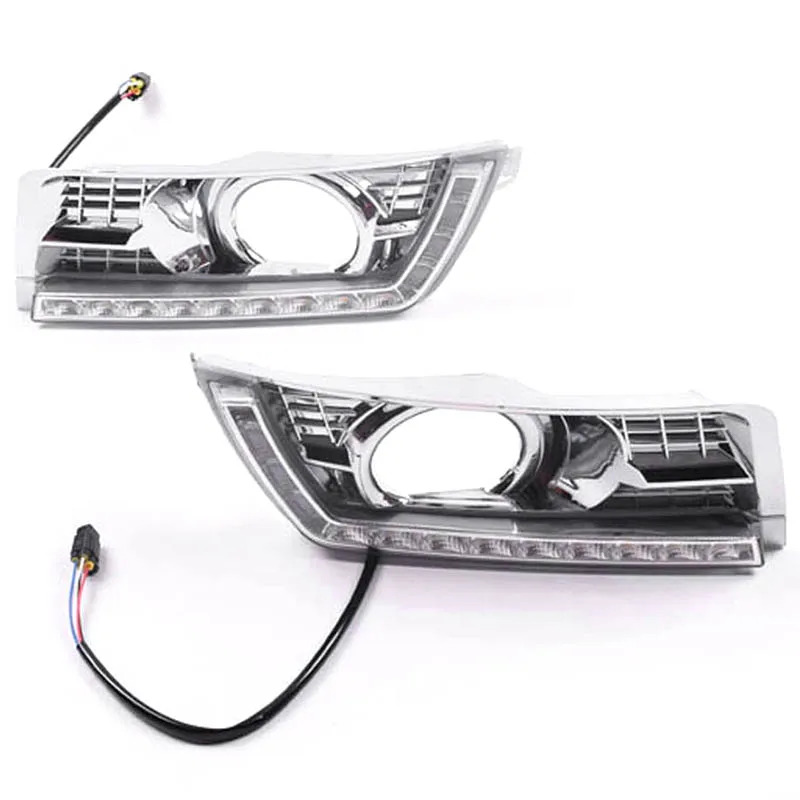 LED Daytime Running Light for Cadillac SRX 2 2012-2014 LED DRL with Yellow Turning Lights Chrome Fog Lamp Cover