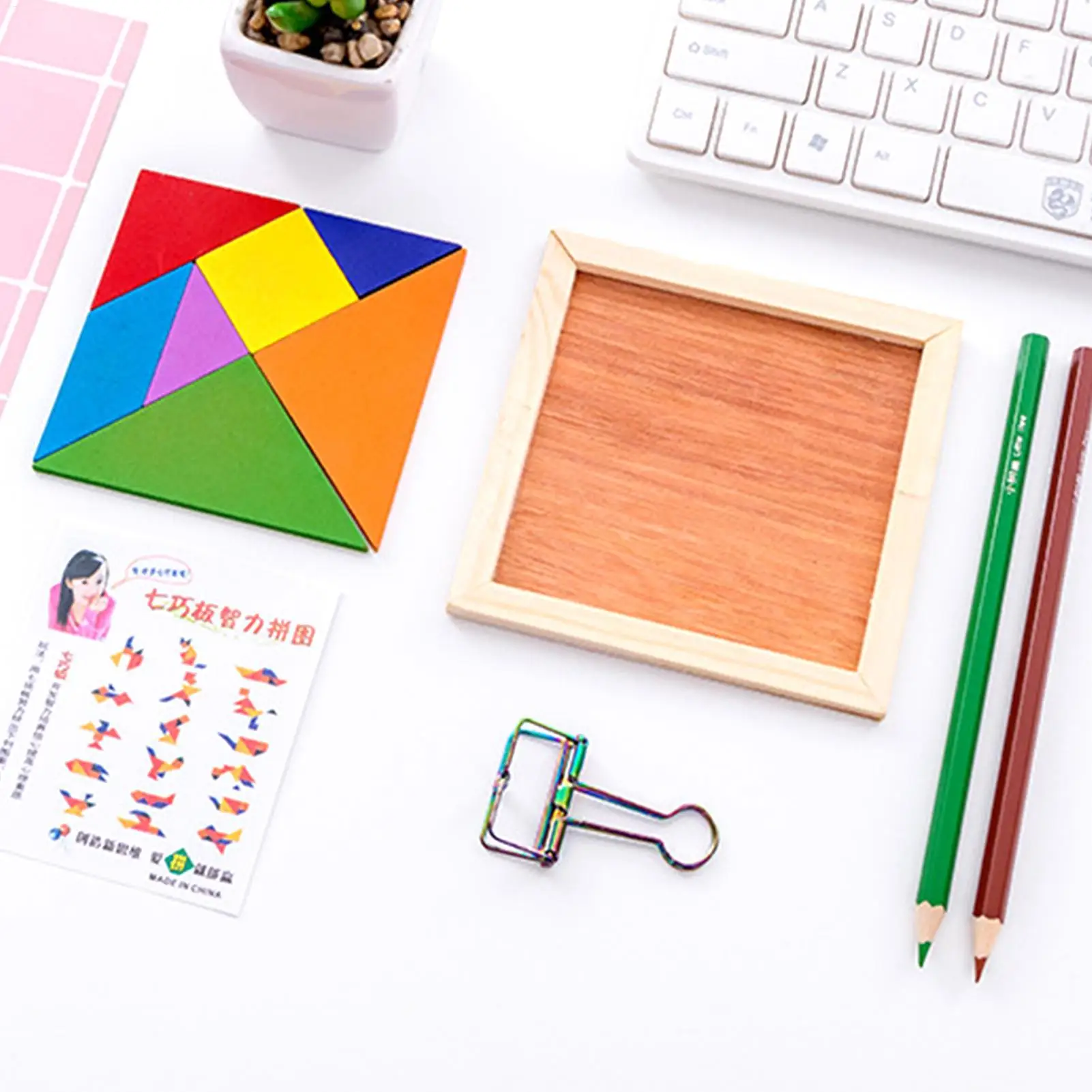 แทนแกรมสำหรับเด็ก 7 ชิ้น แทนแกรมไม้คลาสสิก เกมตัวต่อ ของเล่นเสริมพัฒนาการ สำหรับเด็กชายและเด็กหญิง