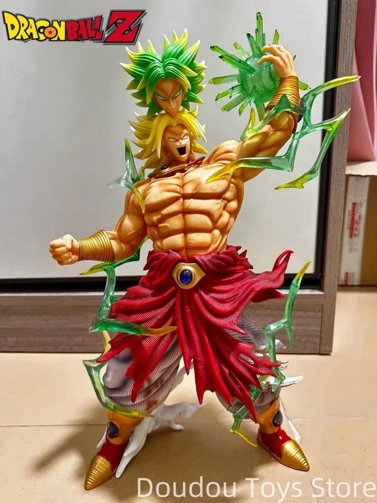 

Dragon Ball Anime Figures 41cm Super Broly Action Figure Bug Smsp 2 Heads Statue Figurine Led With Light Doll Model Toys Gift