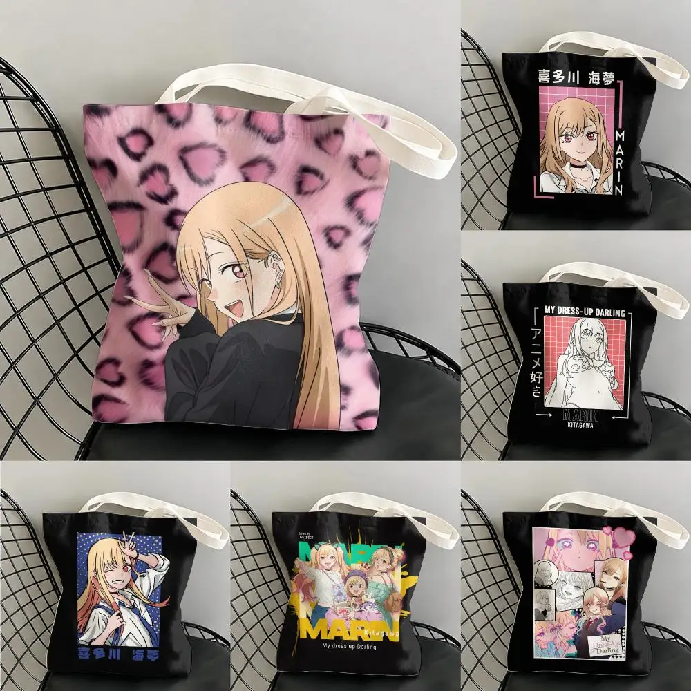 Anime My D-Dress-Up Darling Aufbewahrungstaschen, große Canvas-Tragetasche mit doppelseitigem Aufdruck, Schulter- und Handtasche für den täglichen Einkauf.