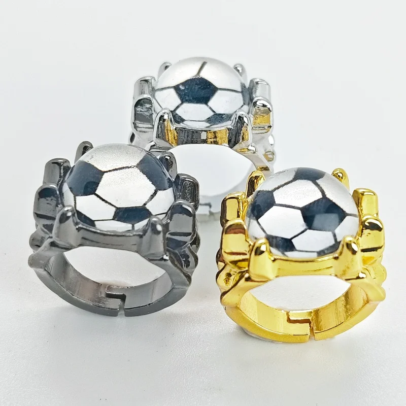 Wholesale 3/6/9 Pcs Soccer Pattern Zinc Alloy Solid Band Rings Electroplated Sports Finger Rings Bulk Pack For Shop Restock