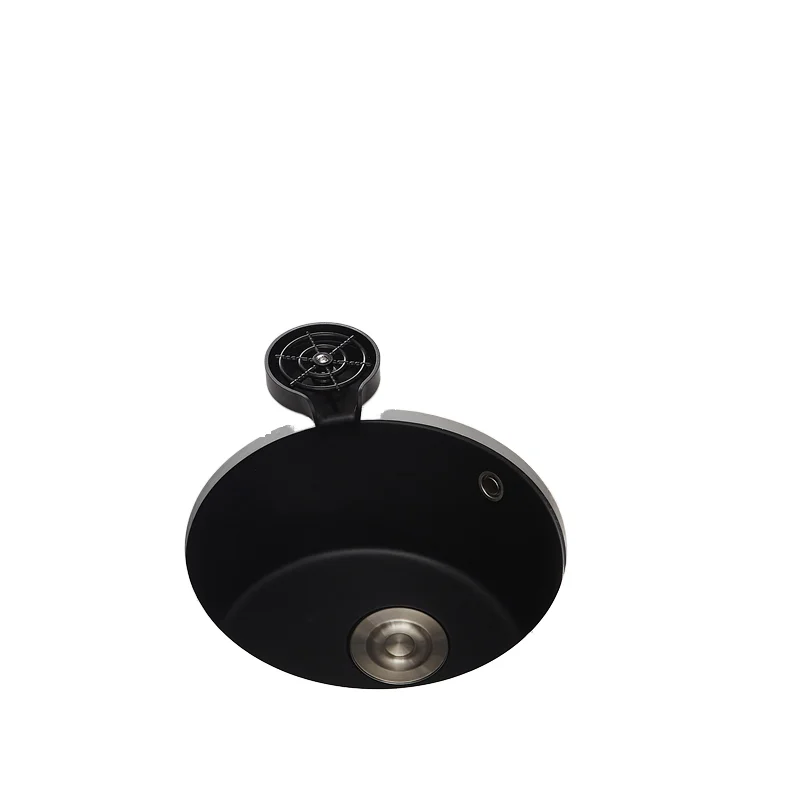 

Wholesale Custom Black&White Round Quartz Granite Undermount Single Bowl Sink With Faucet