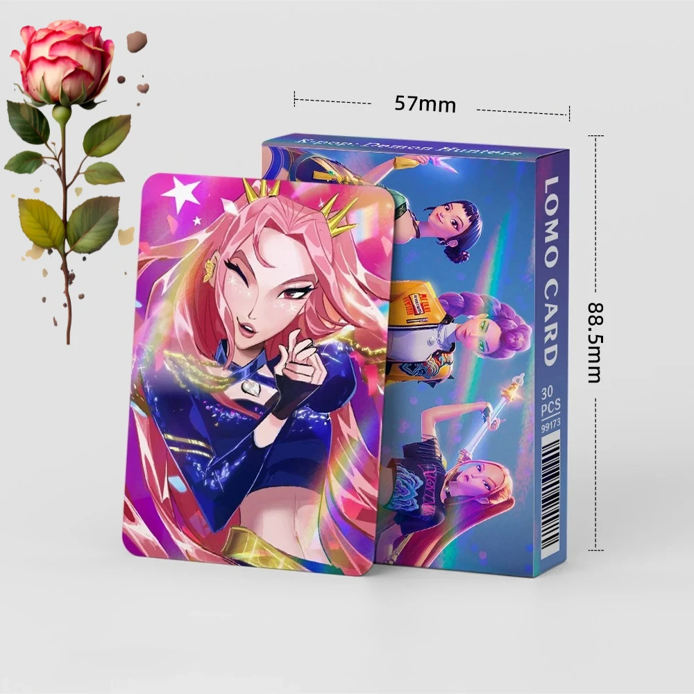 

Голографические карты K-POP Demon Hunter Girl Group — 30 шт. Коллекционные наборы аниме для любителей K-POP Merch/программных карт, игры, подарки