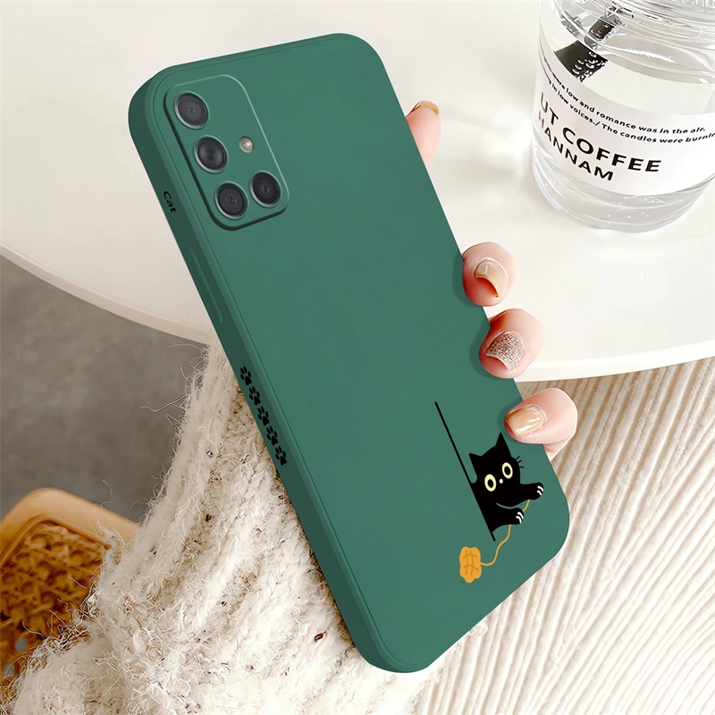 A51 A 51 A71 72 Cute Cat Case For Samsung Galaxy A34 A33 A54 A 54 A73 A53 A72 A53 A52 A50 A70 Liquid Shockproof Matte Cover