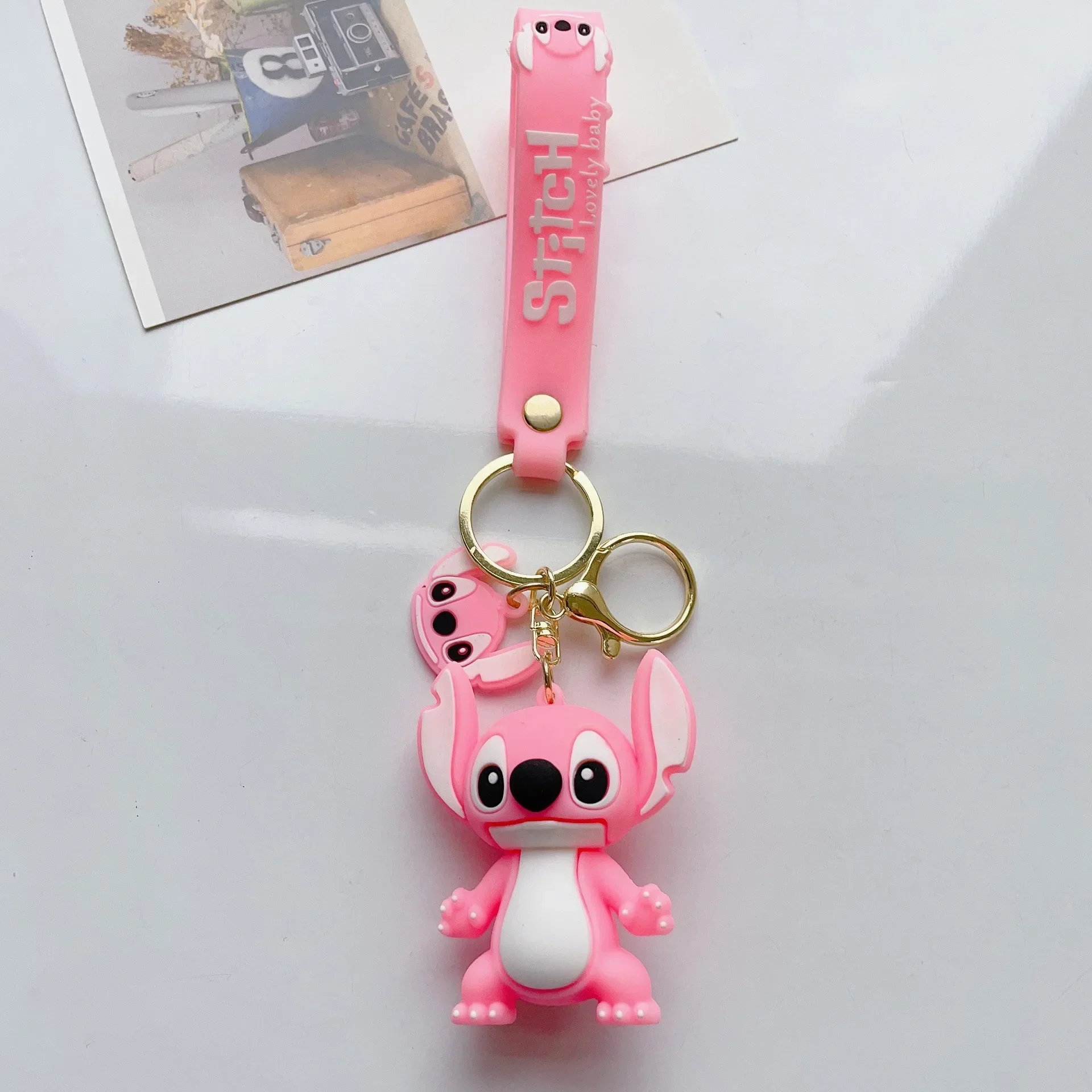 Disney Creative Cartoon 3D Silicone Stitch Pendant Keychain for Women Men Teens Backpack Bag Car Keys Accessories Gifts for Fans