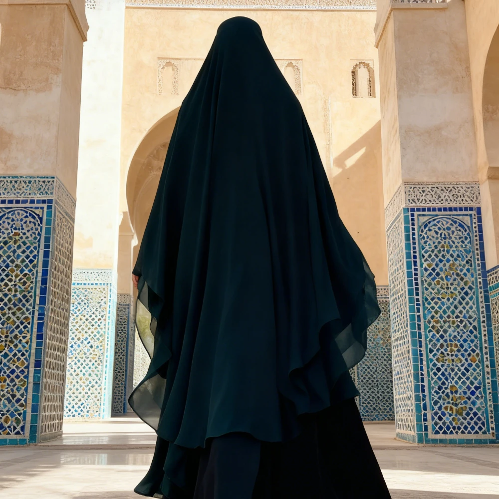 

2-слойный шифоновый длинный химар, женский мусульманский хиджаб, молитвенный хиджаб, платок, шаль, длинный двухслойный Джеллаба, никаб, Рамадан 2026