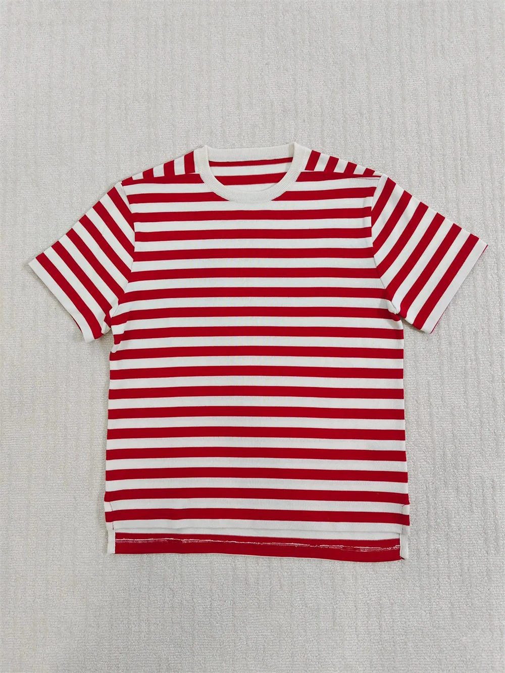 

Women's 100 Cotton Minimalist T-Shirt Color-Blocked Striped Loose Knit Short-Sleeve Top