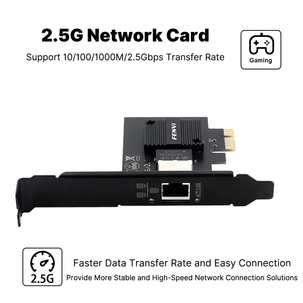 FENVI 2500Mbps PCI-E To RJ45 Network Card One Port  i226 Gigabit Ethernet 100/1000M/2500M LAN Adapter Network for PC Win10/11