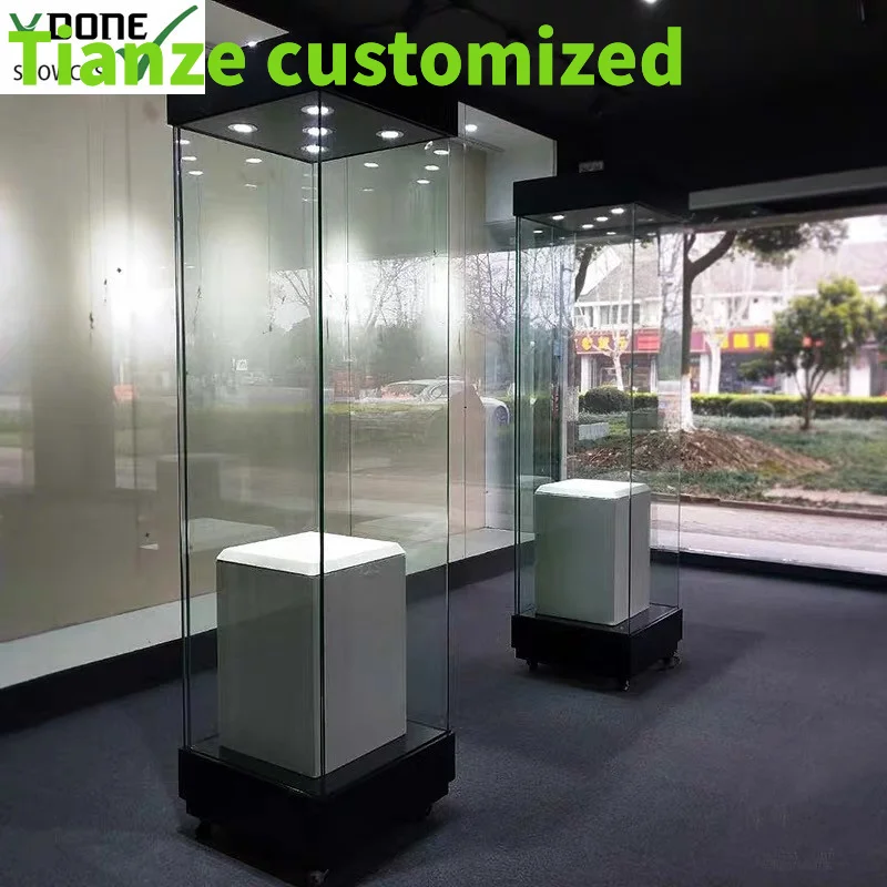 Customized-Museum led display cabinet glass curio display cabinet