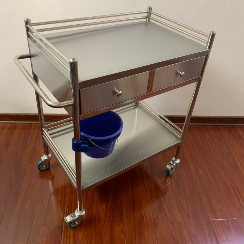 Stainless Steel Medical Trolley Treatment Car Multifunctional Shelving Medical Instruments Surgery Tools Beauty Car