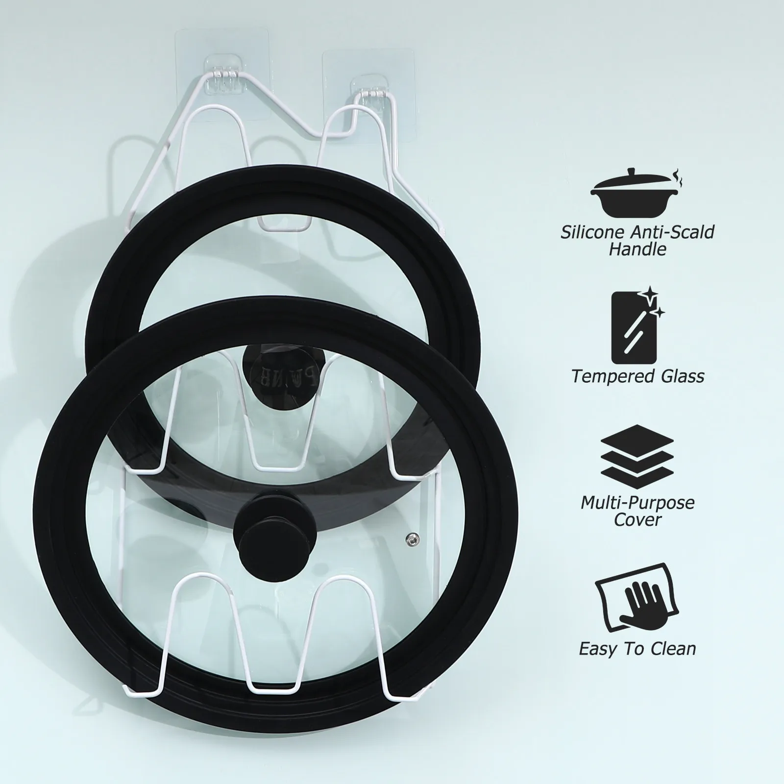 

Круглая универсальная стеклянная крышка для кастрюль, сковородок и сотейников, закаленная, с силиконовой ручкой, термостойкая, с нескользящим захватом