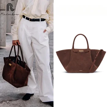 RAINBOW suède grote capaciteit merkontwerp damesschoudertas luxe stevige high-end winkelmode dameshandtas