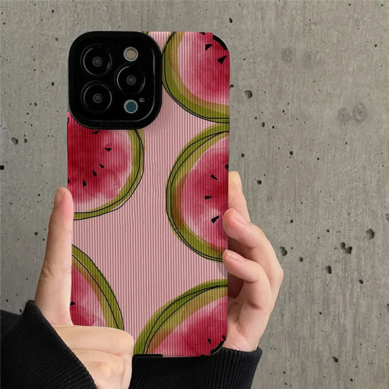 Ottwn Summer Fruit Phone Case For iPhone 14 12 11 13 Pro Max X XR XS Max 7 8 Plus SE Case Watermelon Peach Shockproof TPU Cover