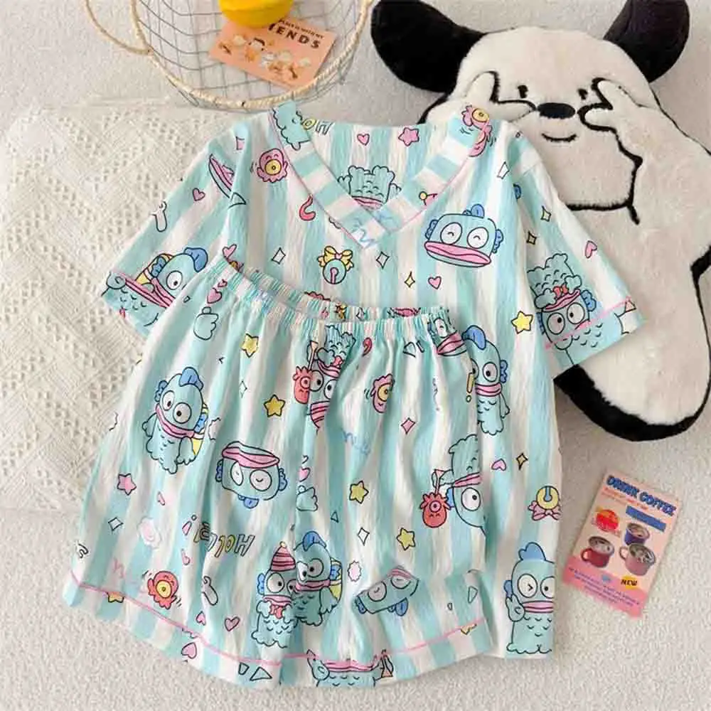 

Sanrio Hangyodon Women's Pajama Set Kawaii Cartoon Summer New Loose Casual Pajama Cute Fashion Women's Home Clothes Gift 2025