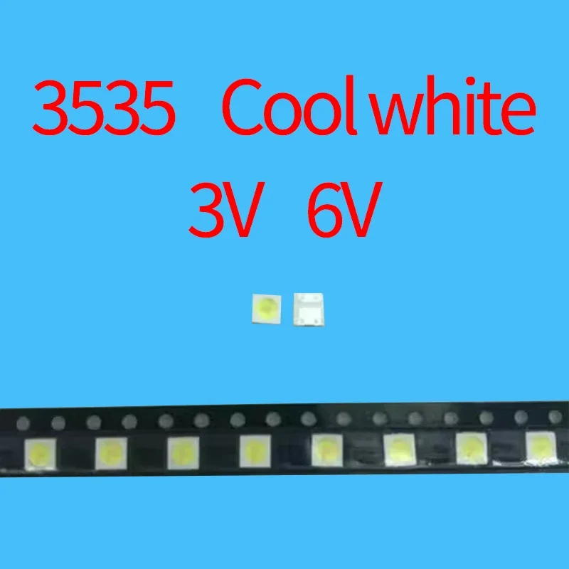 500 stks/partij 3030 3535 2835 Reparatie LED LCD TV backlight lamp kralen 1W 3V 6V koud wit licht veelgebruikte