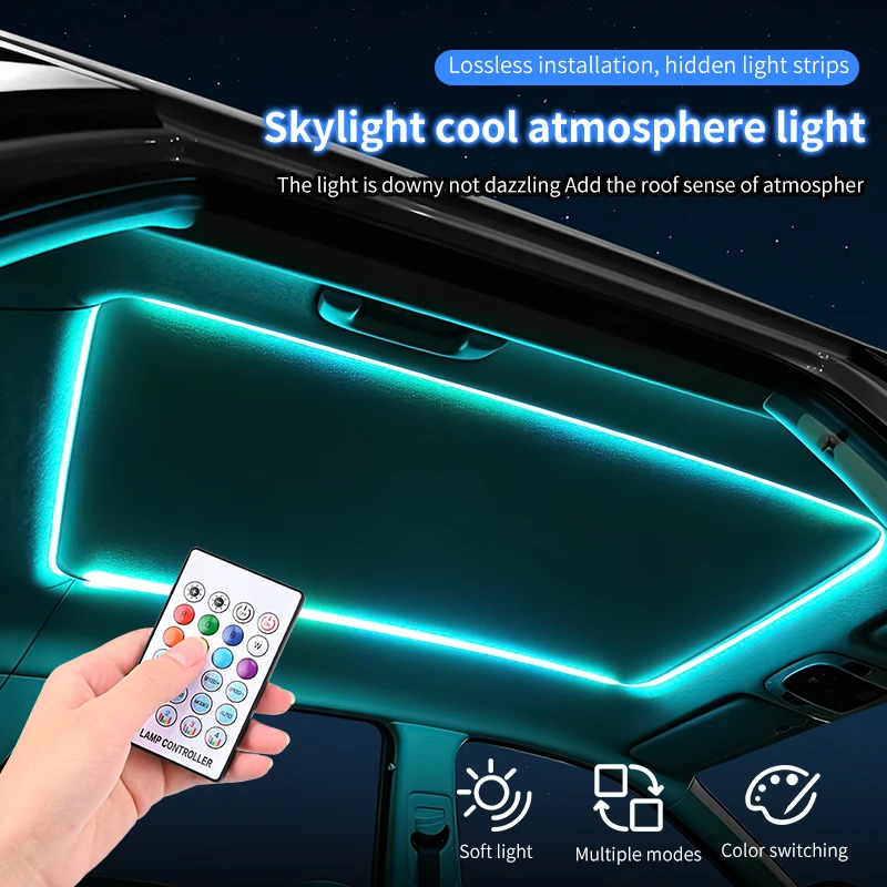 2026 Sunroof LED Strip Ambient Lamp Remote APP Control USB Sunroof Light Car Roof Panoramic Skylight Ambient Light Universal