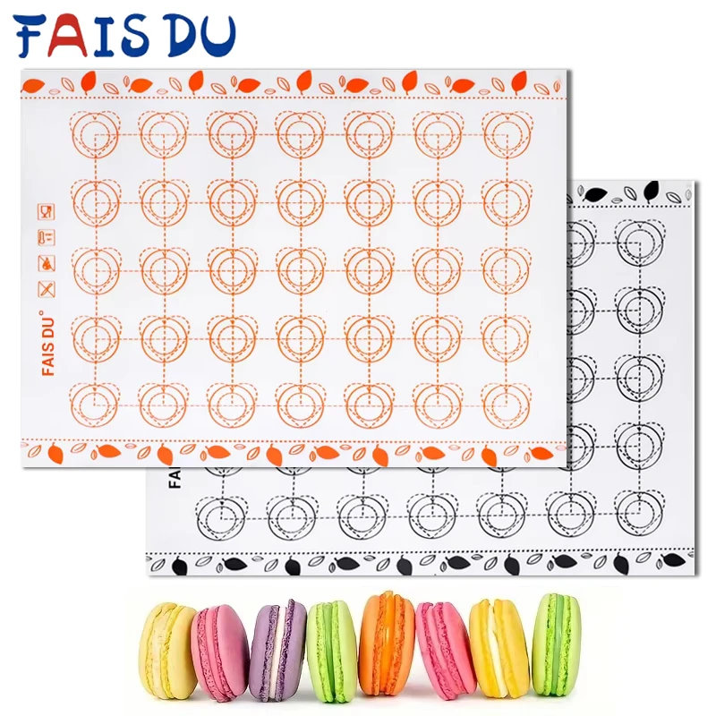 Estera de silicona para hornear FAIS DU para horno, estera de silicona antiadherente para macarrones para hornear, estera reutilizable resistente al calor de media hoja para hornear