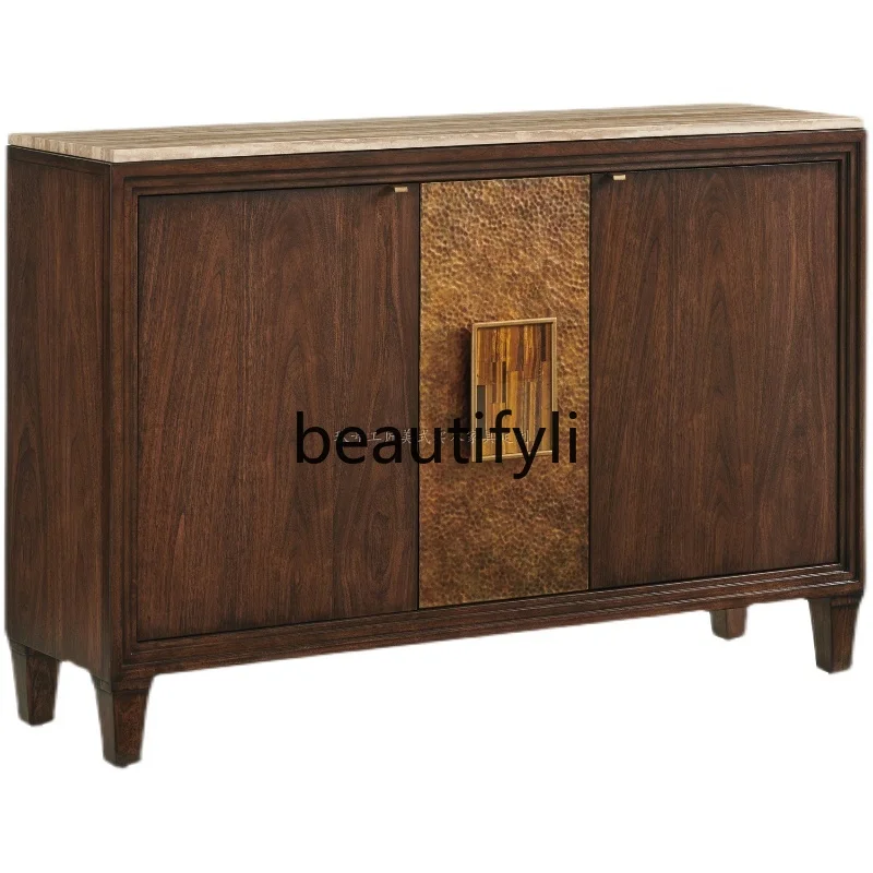 

American classical simple modern minimalist living room furniture custom all solid wood sideboard entrance double door