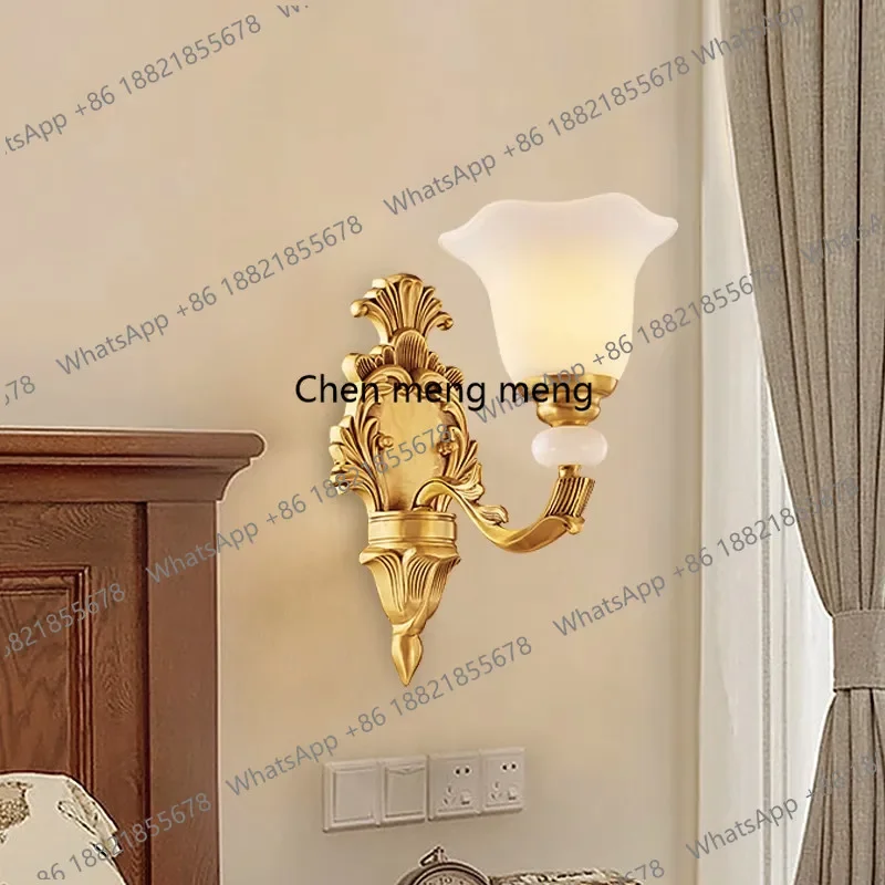 

all-copper wall lamp, bedroom aisle entrance lamp, European retro balcony, living room corridor, TV wall, bedside wall lamp