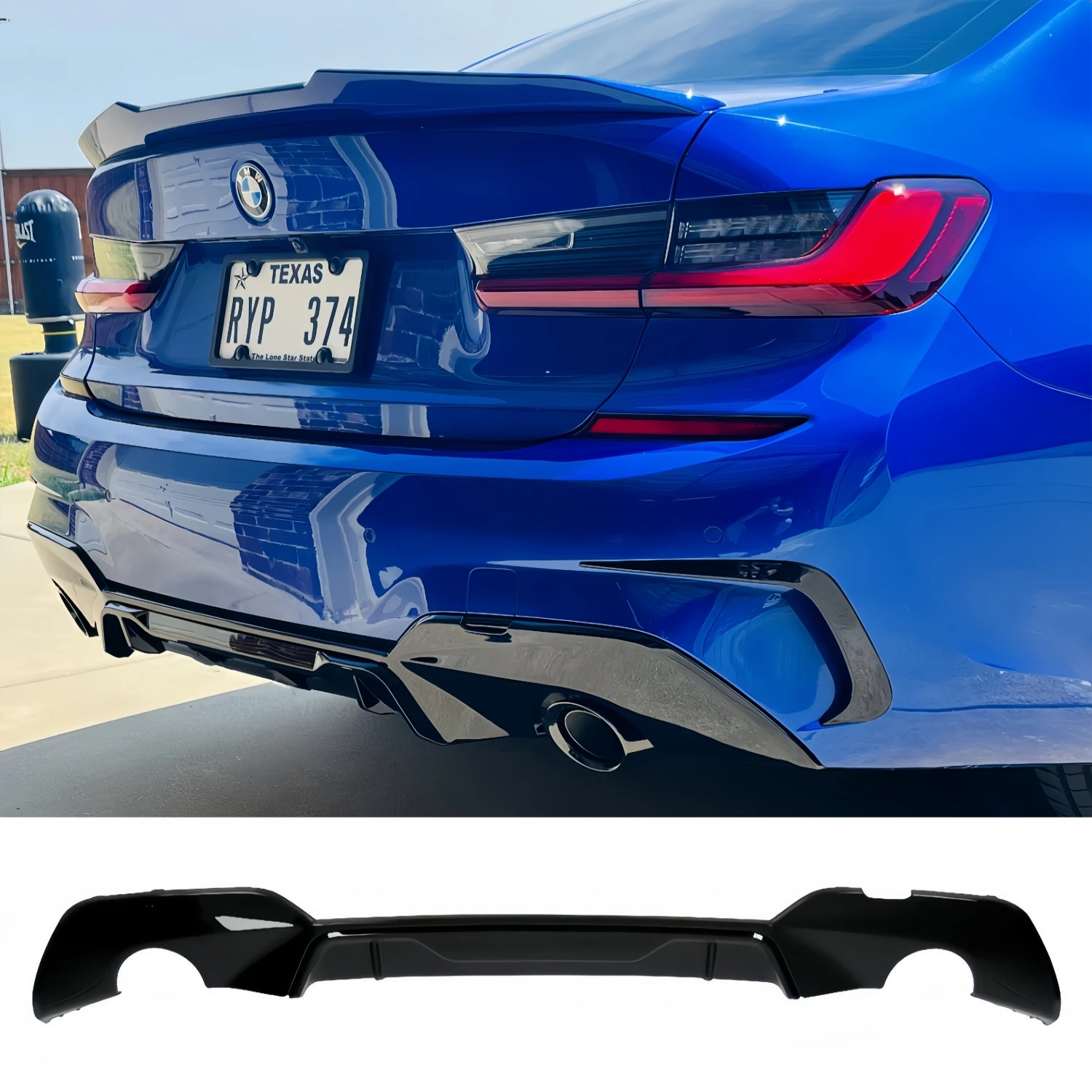 M Performance Style Gloss Black Rear Bumper Diffuser For BMW 3 Series G20 G21 M Sport 318i 320i 320d 330i 330d 2019-2022 Pre-Lci